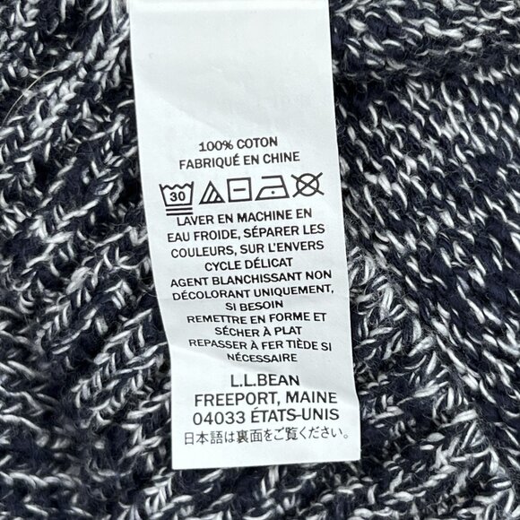 L.L. Bean Cotton Ragg Funnelneck Pullover Marled Knit Sweater Navy Sz M - NWOT - Picture 9 of 10
